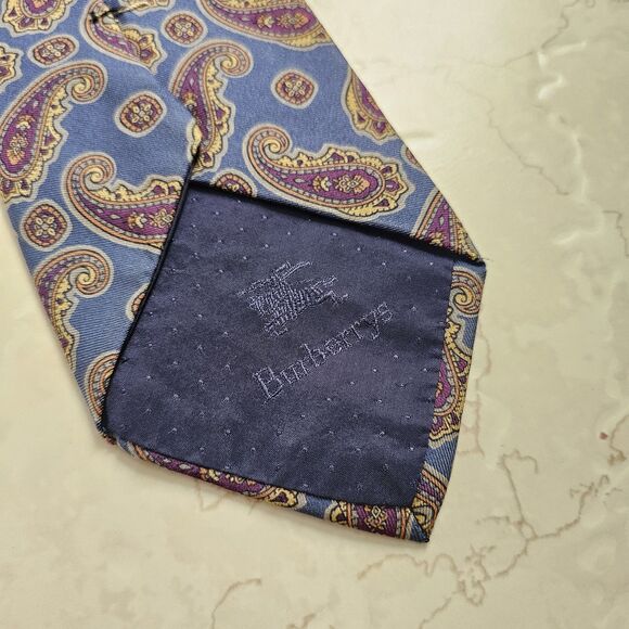 Vintage Burberrys Of London 100% Silk Paisley Tie Rare Pre-Name Change - Picture 6 of 7